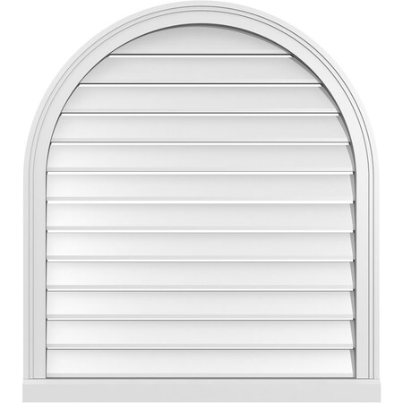 Ekena Millwork Round Top Surface Mount PVC Gable Vent: Functional, w/ 2"W x 2"P Brickmould Sill Frame, 32"W x 36"H GVPRT32X3603SF